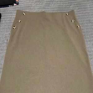 Olive green pencil work skirt. Size L.